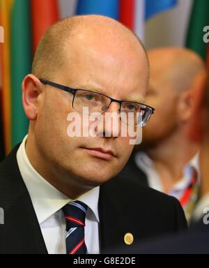 Brüssel. 28. Juni 2016. Der tschechische Ministerpräsident Bohuslav Sobotka kommt für das EU-Gipfeltreffen in Brüssel am 28. Juni 2016. © Gong Bing/Xinhua/Alamy Live-Nachrichten Stockfoto