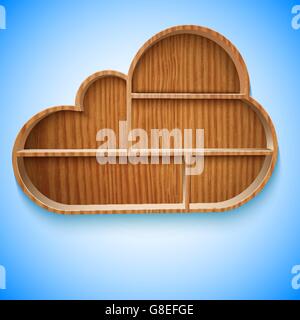Cloud-Holz Regale und Regal Design an Wand, Vektor-Illustration. EPS10 Stock Vektor