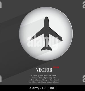 Flugzeug. Flache moderne Web-Taste mit langen Schatten und Platz für Ihren Text. Vektor. EPS10 Stock Vektor