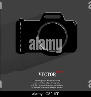 Foto-Kamera. Flache moderne Web-Taste mit langen Schatten und Platz für Ihren Text. Vektor. EPS10 Stock Vektor