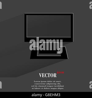 Computer. Flache moderne Web-Taste mit langen Schatten und Platz für Ihren Text. Vektor. EPS10 Stock Vektor