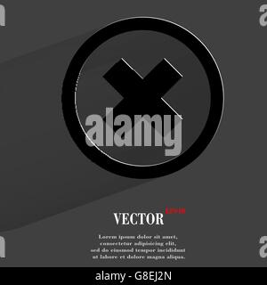 Abbrechen. Flache moderne Web-Taste mit langen Schatten und Platz für Ihren Text. Vektor. EPS10 Stock Vektor