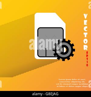 SIM-Karte. Flache moderne Web-Taste mit langen Schatten und Platz für Ihren Text. Vektor. EPS10 Stock Vektor
