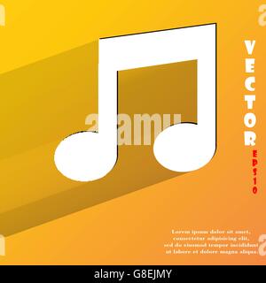 Musiknote. Flache moderne Web-Taste mit langen Schatten und Platz für Ihren Text. Vektor. EPS10 Stock Vektor