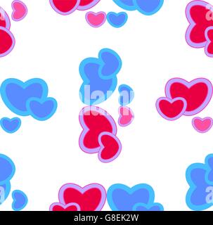 Hintergrund mit roten und blauen Herzen. Nahtlose Muster. Vektor Stock Vektor