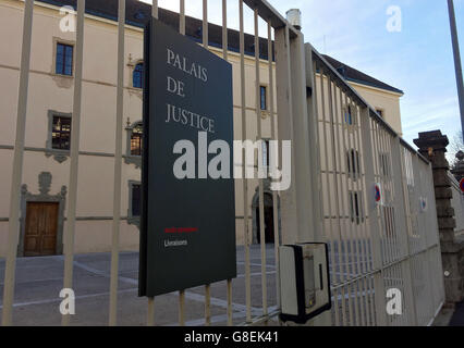Eine allgemeine Ansicht des Palais de Justice in Thonon-les-Bains, Ostfrankreich, wo der Skiliftbetreiber Richard Cettour des unfreiwilligen Totschlags wegen des Todes des 14-jährigen britischen Schülers Kieran Brookes, der während einer Reise in die Alpen getötet wurde, für schuldig befunden wurde. Stockfoto