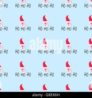 Santa Claus auf blauem Hintergrund. Nahtlose Muster. Vektor Stock Vektor