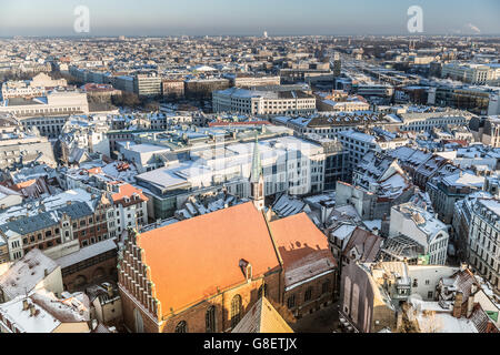 Lettlands Hauptstadt - Riga aus der Vogelperspektive Stockfoto