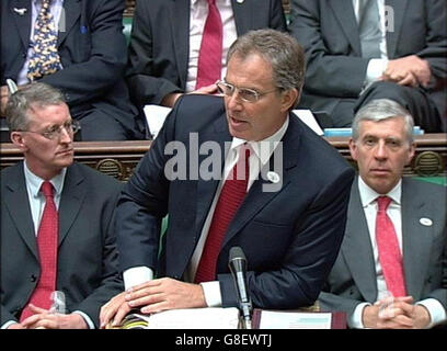 Fragen des Premierministers - Unterhaus. Der britische Premierminister Tony Blair. Stockfoto