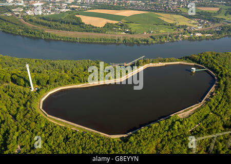 Luftbild, Pumpspeicherwerk Koepchenwerk RWE am Hengstey See Wasser Batterie, Tank, Enrgiegewinnung, Ruhrgebiet, Wasser Stockfoto