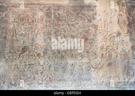 Schnitzereien auf Friese in Angkor Wat Stockfoto