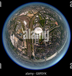 Luftbild, fisheye Aufnahmen, Fisheye, Eventhalle, Event Hall Lanxess Arena Köln, Köln, Rheinland, Nordrhein-Westfalen, Stockfoto