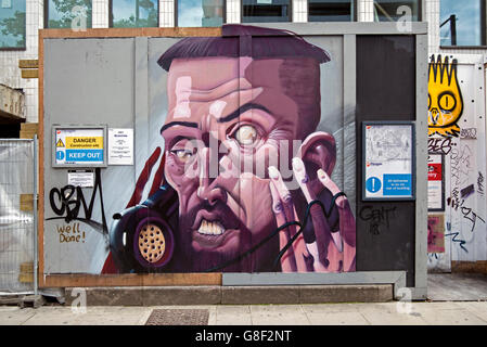 Gemälde von der Streetart-Künstler Gent 48 in Great Eastern Street, Shoreditch, East London, UK. Stockfoto