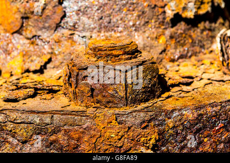 Schraube und Mutter, Rusty Oberfläche, Metall, verrostete, verwitterte, Strukturen, Stockfoto