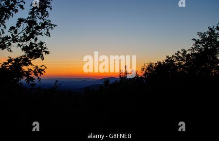 Sonnenuntergang am Springer Mountain Appalachian Trail, Georgia Stockfoto