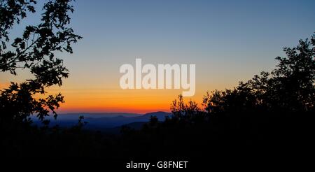 Sonnenuntergang am Springer Mountain Appalachian Trail, Georgia Stockfoto