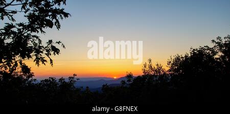 Sonnenuntergang am Springer Mountain Appalachian Trail, Georgia Stockfoto