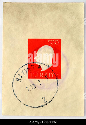 Türkei - CIRCA 1970: Eine Briefmarke gedruckt in der Türkei zeigt ein Porträt von Kemal Atatürk, ca. 1970 Stockfoto