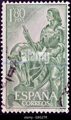 Spanien - ca. 1958: Eine Briefmarke gedruckt in Spanien zeigt Don Gonzalo Fernández de Córdoba, The Great Captain, ca. 1958 Stockfoto