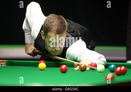 Betway UK Snooker Championship - Tag fünf - York Barbican. Robin Hull aus Finnland während des fünften Tages der 2015 Betway UK Snooker Championship beim York Barbican, York. Stockfoto