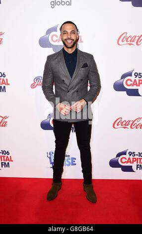 Marvin Humes besucht den Capital FM Jingle Bell Ball 2015 in der O2 Arena, London. Stockfoto