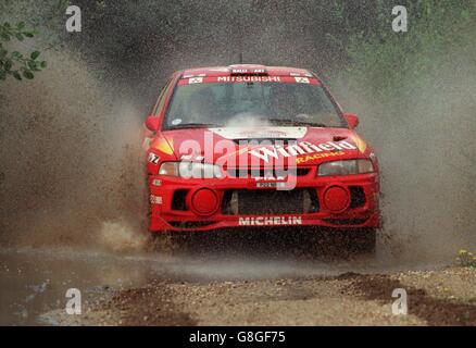 Rallye-Mitsubishi Rally Art Team. Winfield Mitsubishi Lancer EVO IV Rally Car Stockfoto