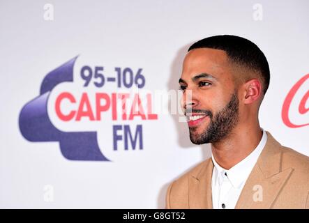 Marvin Humes besucht den Capital FM Jingle Bell Ball 2015 in der O2 Arena, London. Stockfoto
