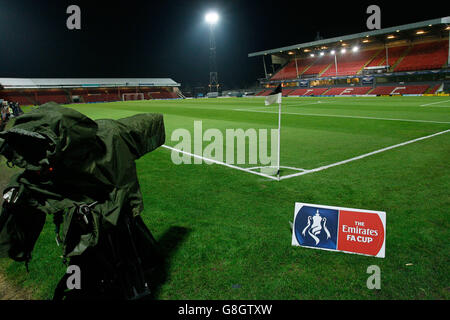 Blundell Park vor dem Emirates FA Cup, zweites Spiel im Blundell Park, Cleethorpes. Stockfoto