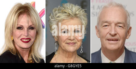 Filtert Fotos von (von links) Joanna Lumley, Julie Walters und Jon Snow. Stockfoto