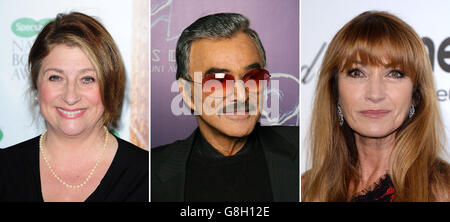 Fotos von (von links) Caroline Quentin, Burt Reynolds und Jane Seymour. Stockfoto