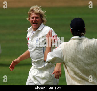 Cricket - The Ashes - npower First Test - England gegen Australien - Lord's. Matthew Hoggard, Englands, feiert das Wicket von Ricky Ponting in Australien Stockfoto