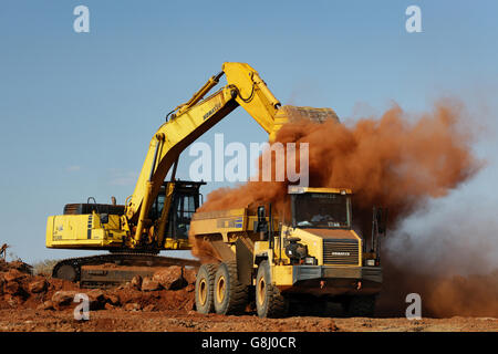 Daimond Bergbau und graben, Rooikoppie, Südafrika. Stockfoto