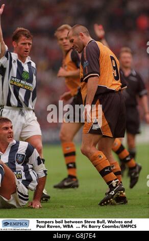 Fußball - West Bromwich Albion / Wolverhampton Wanderers. Zwischen Steve Bull, Wolves und Paul Raven, WBA, kochen die Gemüter Stockfoto