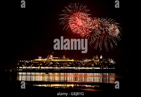 Drei Cunard Königinnen Stockfoto