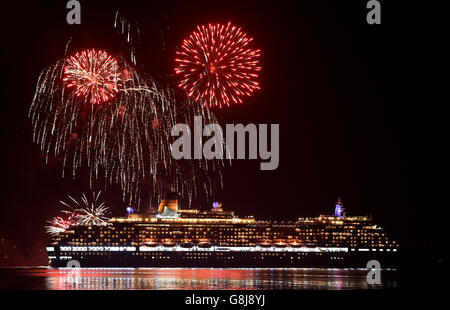 Drei Cunard Königinnen Stockfoto