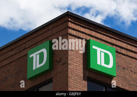 TD Canada Trust Bank in der Innenstadt von Kingston, Ontario, am 22. Juni 2016. Stockfoto
