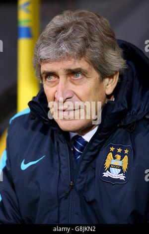 Manchester City Manager Manuel Pellegrini beim Emirates FA Cup, dem dritten Spiel in der Carrow Road, Norwich. Stockfoto