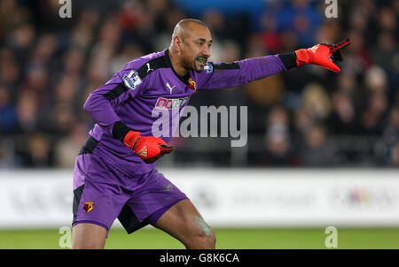 Swansea City / Watford - Barclays Premier League - Liberty Stadium. Watford-Torhüter Heurelho Gomes Stockfoto