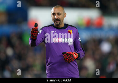 Swansea City / Watford - Barclays Premier League - Liberty Stadium. Watford-Torhüter Heurelho Gomes Stockfoto