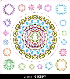 Reihe von bunten Mandala Darstellung im Vektorformat für verschiedene Anwendungen Stock Vektor