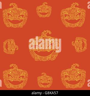 Halloween-Kürbisse doodle Kunst orange Hintergründe Stock Vektor