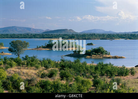 Lake Kariba, Luftaufnahme, Mashonaland, West Provinz, Simbabwe. Stockfoto