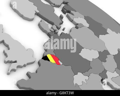 Karte von Belgien mit eingebetteten Nationalflagge. 3D illustration Stockfoto