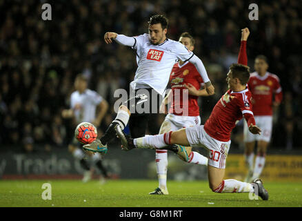 George Thorne von Derby County erzielt das erste Tor seiner Gruppe Stockfoto