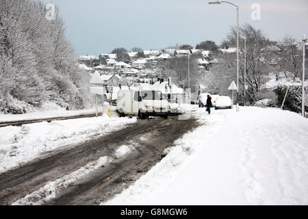 Van stecken im Schnee, Lewes, East Sussex Stockfoto