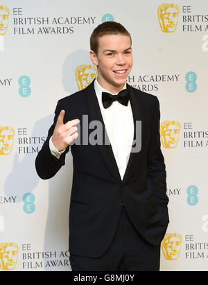 Will Poulter nimmt an der After Show Party für die EE British Academy Film Awards im Grosvenor House Hotel im Zentrum von London Teil. DRÜCKEN Sie VERBANDSFOTO. Bilddatum: Sonntag, 14. Februar 2016. Siehe PA Story SHOWBIZ BAFTAs. Bildnachweis sollte lauten: Ian West/PA Wire Stockfoto