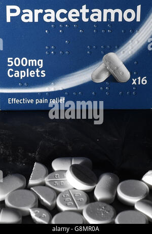 Pain Killer Stock. Stock Foto von Paracetamol Tabletten. Stockfoto