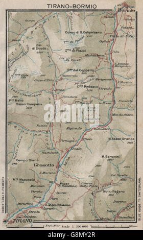 FIUME ADDA. Tirano Bormio Grosotto. Über Stilfser Joch. Vintage Karte Plan. Italien 1930 Stockfoto