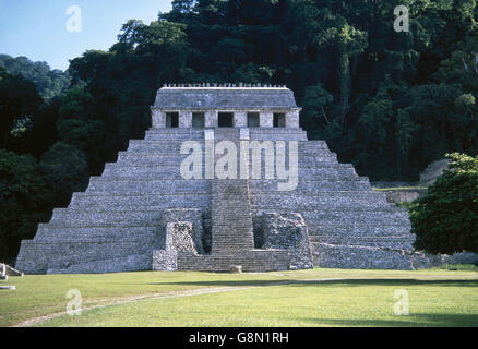 Mexiko. Palenque. Maya Stadt. 7.-8. c. Tempel der Inschriften. Funerary Denkmal Hanab-Kapal. Klassische Periode. Stockfoto