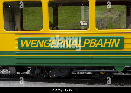 Wengernalp Bahn Bahnhof Grindelwald Grund, Station, Schweiz Stockfoto